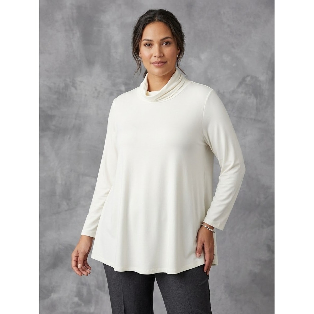 Pure Essence Urbanology Ivory Bamboo Turtleneck Top XL Made in Canada